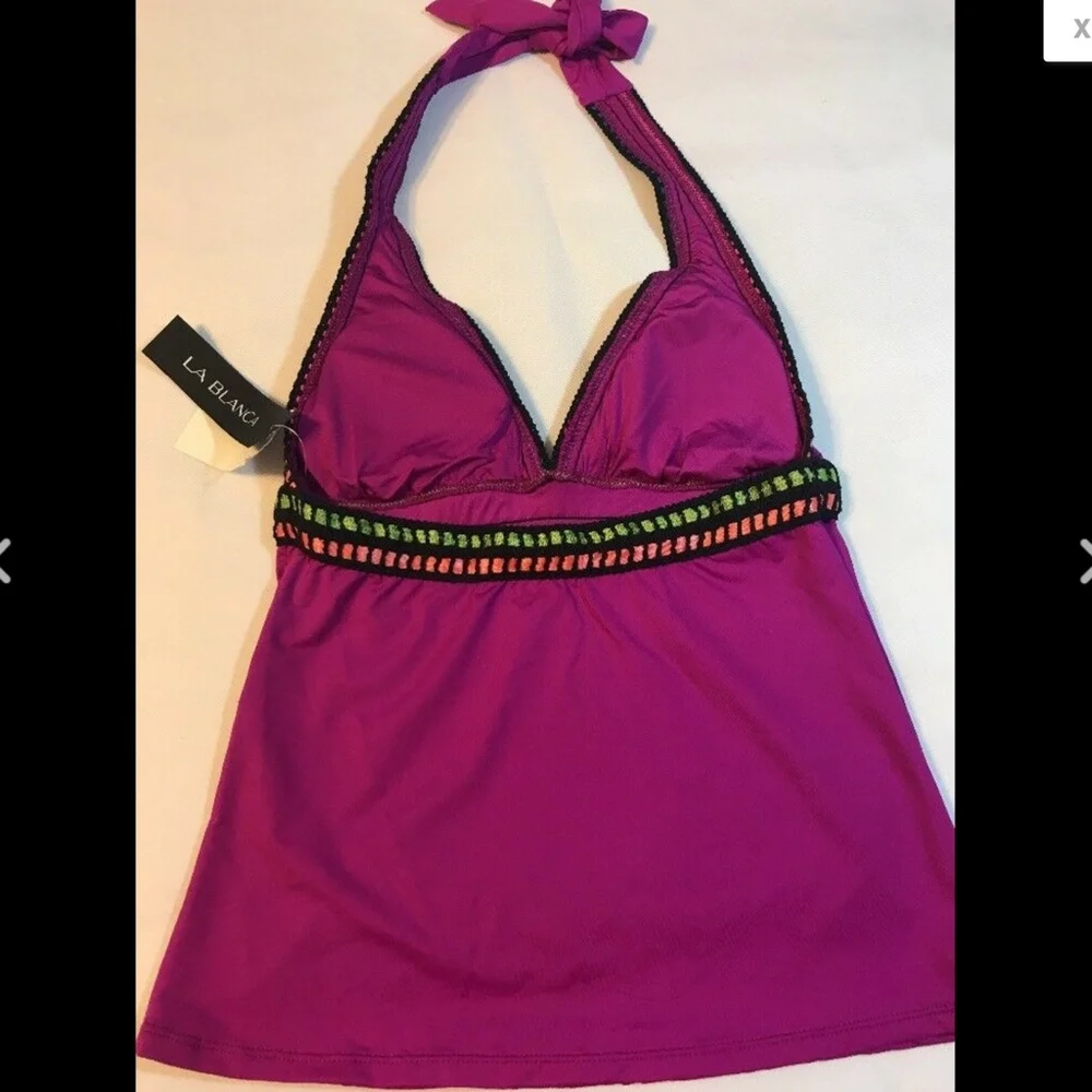 NWT La Blanca Threading Along Tankini Top in Magenta [SZ 4 US ]‎